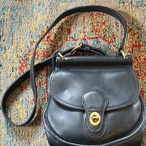 Vintage Coach black leather bag